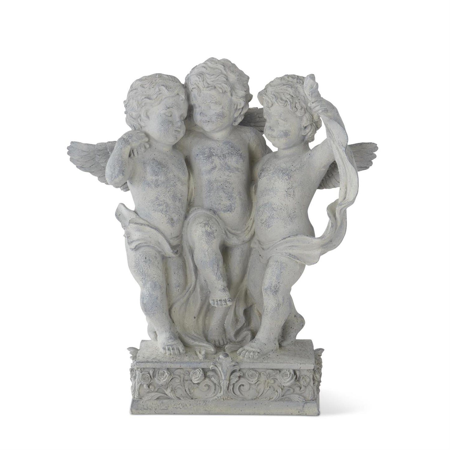 18.25 Inch Gray Resin Cherubs Statue