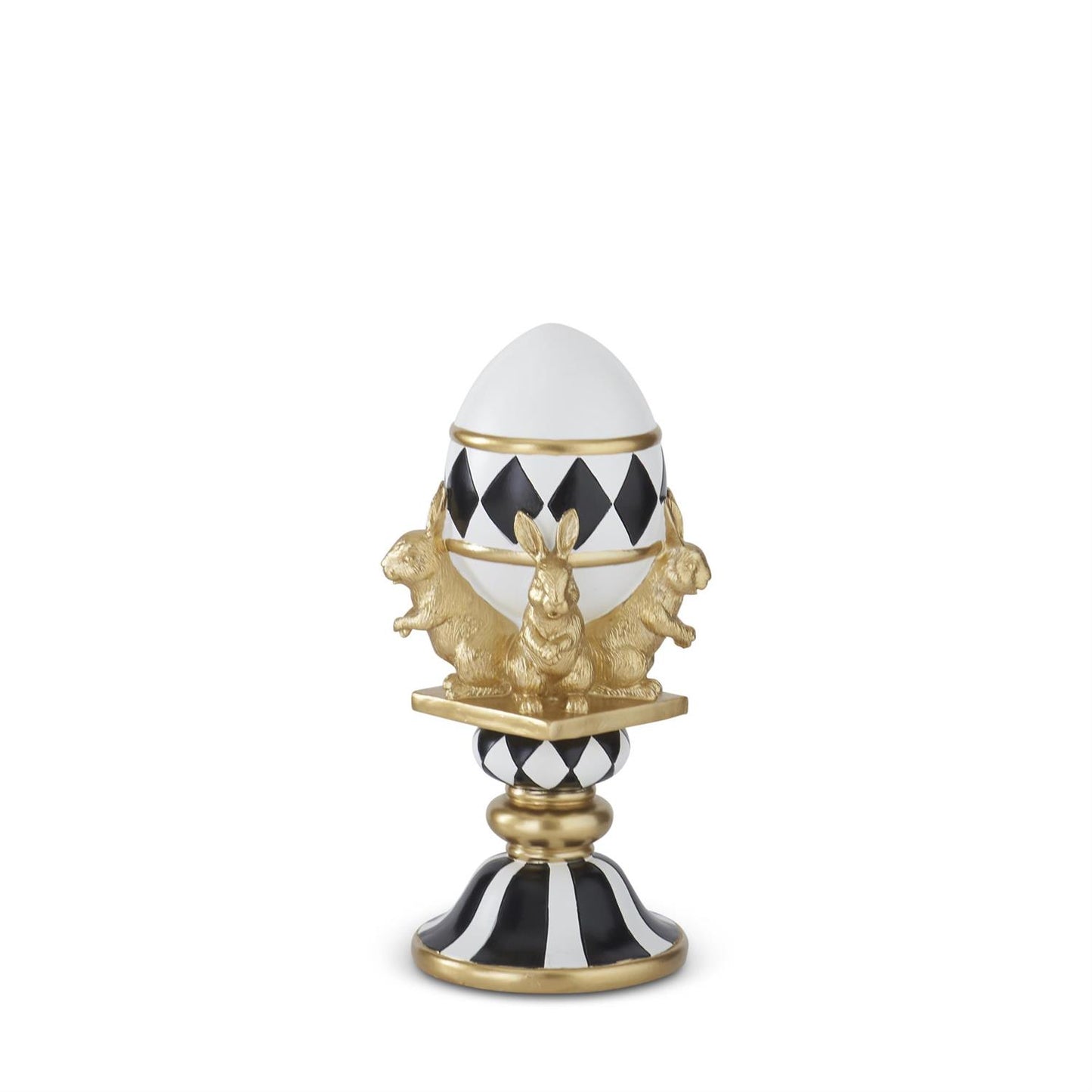 11.75 Inch White Gold & Black Easter Egg w/Bunny