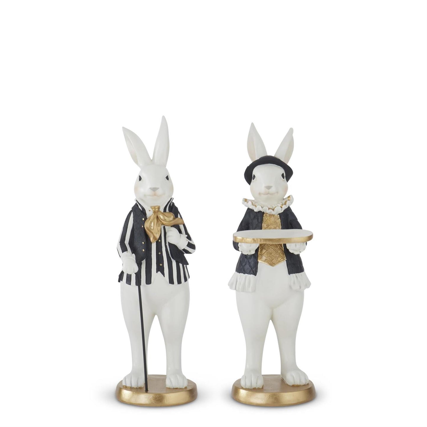 12 Inch Black & Gold Resin Easter Bunny (Two styles to choose from)