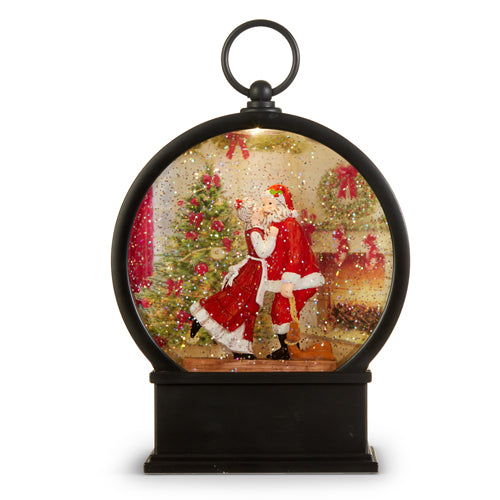 RAZ - 9" MRS. CLAUS KISSING SANTA LIGHTED WATER LANTERN