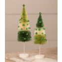 Bethany Lowe - Set of 2 Green Tri-Colored Bottle Brush Trees