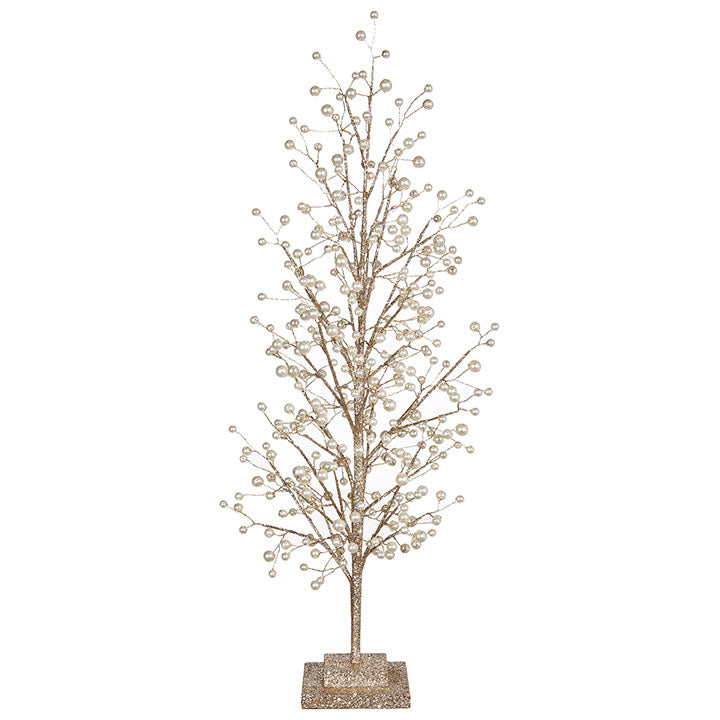 RAZ - 27.5" GLITTERED TREE WITH PEARLS