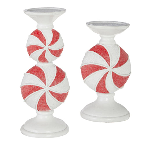 RAZ - 11.25" PEPPERMINT CANDLE HOLDERS Set of 2