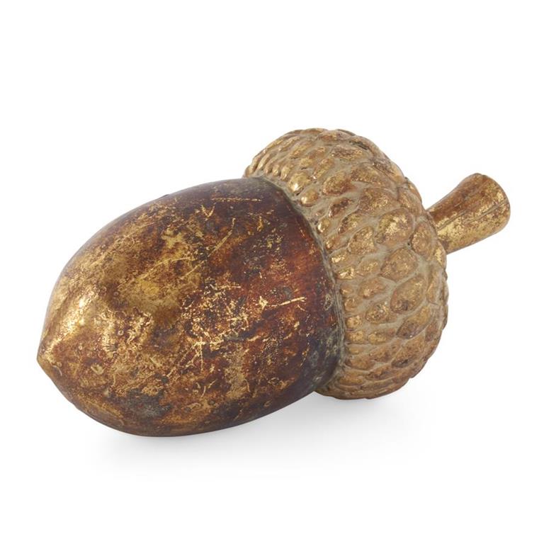 7.25 INCH GOLD & BRONZE TEXTURED RESIN ACORN - LARGE