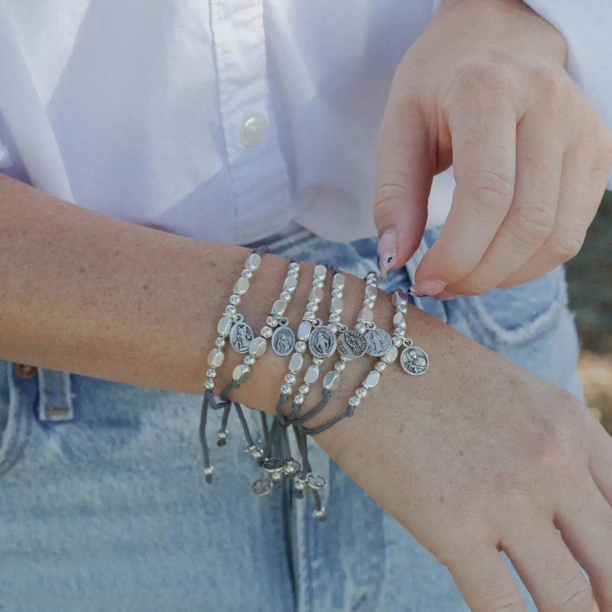 My Saint My Hero - The Little Saints - Saint Benedictine Bracelet (Silver/Grey)