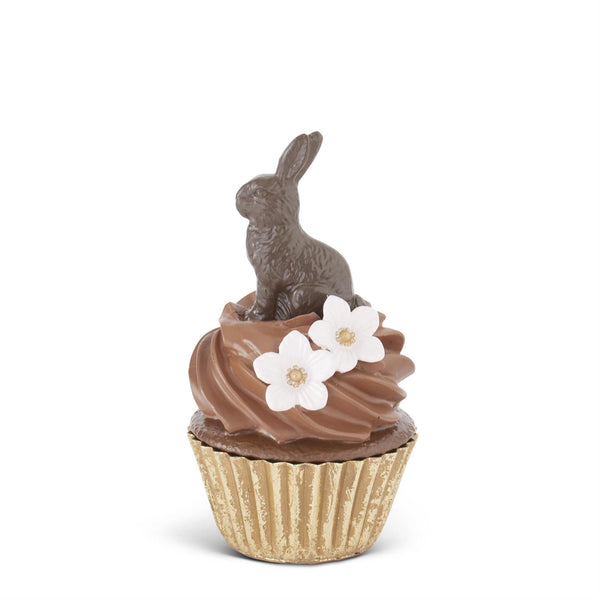 6.25 Inch Resin Chocolate Bunny Cupcake Container