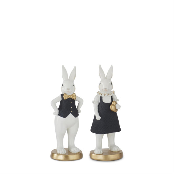 8 INCH BLACK & GOLD RESIN EASTER BUNNIES (2 Styles to choose from))