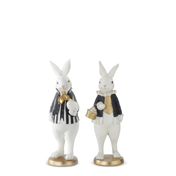 9.75 Inch Black & Gold Resin Easter Bunny (Two Styles to Choose From)