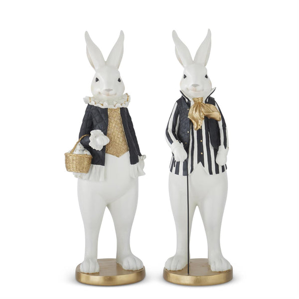 20.5 Inch Black & Gold Resin Easter Bunnie (Two Styles to Choose From)