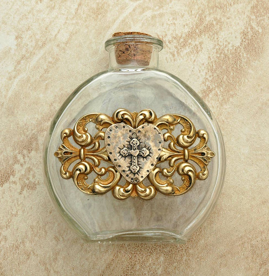 Heart w/ Cross Holy Water Bottle