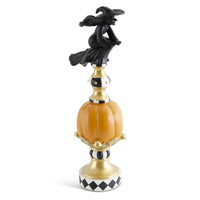17.75 Inch Resin Black White Orange & Gold Finial