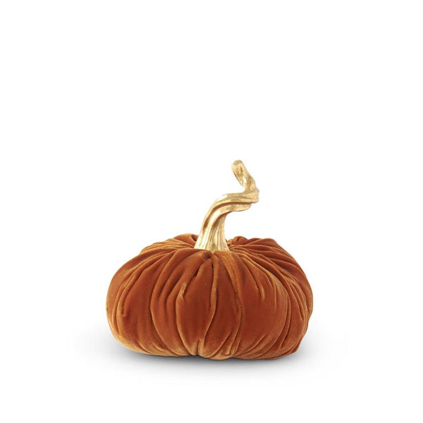 7.5 Inch Orange Velvet Stuffed Pumpkin