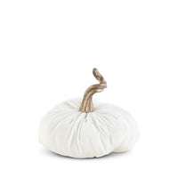 7.5 Inch White Velvet Stuffed Pumpkin