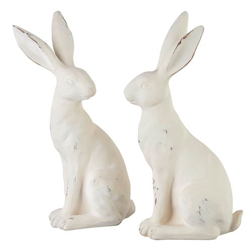 RAZ - 13.5" DISTRESSED WHITE RABBIT (Two Styles to Choose From)