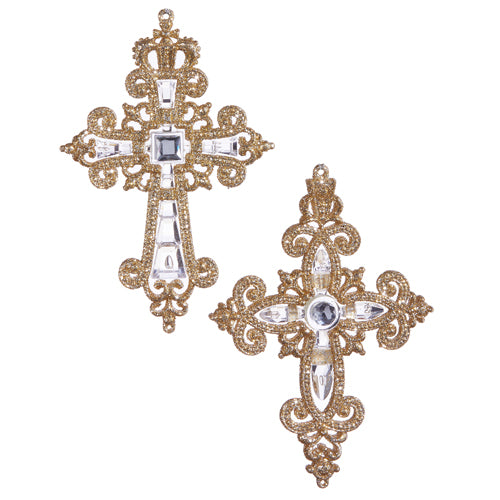 RAZ - 6.25" JEWELED CROSS ORNAMENT (2 styles)