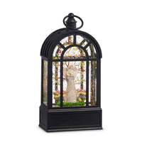 RAZ - 10.25" ANGEL WITH BIRDS LIGHTED WATER ARCHED GREENHOUSE