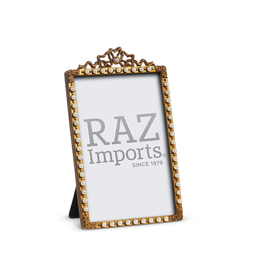 RAZ - 7" ANTIQUE GOLD AND PEARL PICTURE FRAME