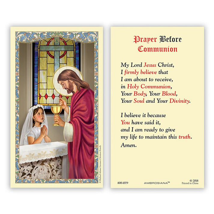 First Communion Girl Laminated Holy Card – THE RED DOOR
