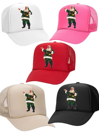 Champagne Santa Trucker Hat (Three Colors to Choose From)
