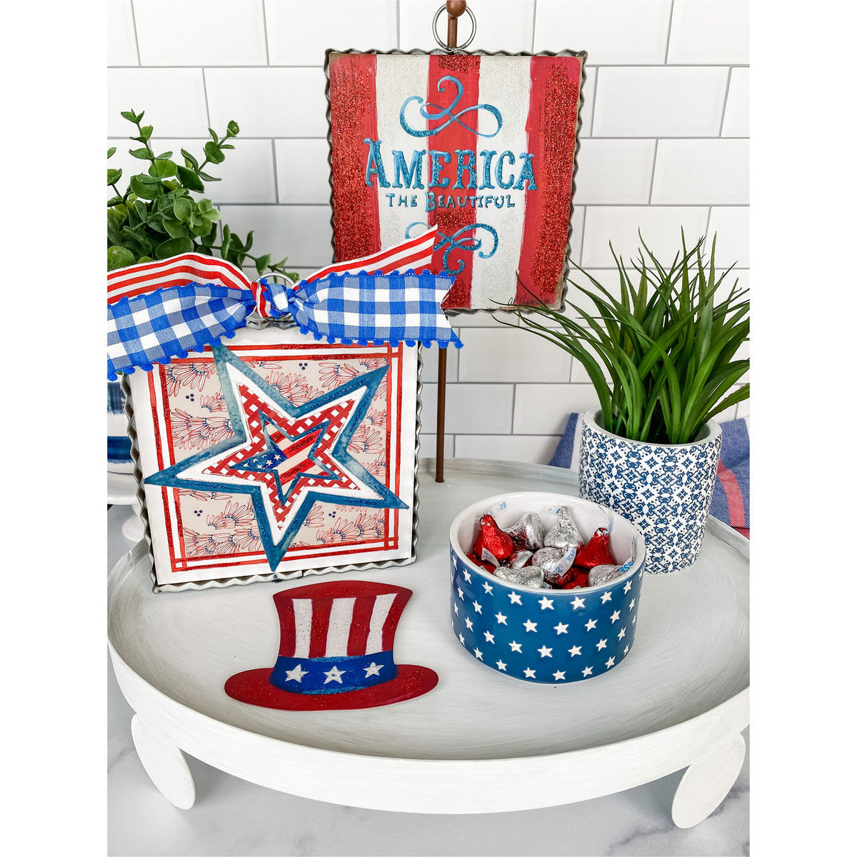 The Round Top Collection - Mini Patriotic Star In a Star Print