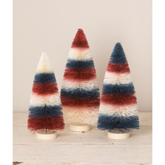 Bethany Lowe - AMERICANA STRIPED BOTTLE BRUSH TREES (SET OF 3)