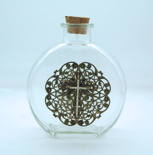 Cross w/ Swarovski Crystals Holy Water Bottle