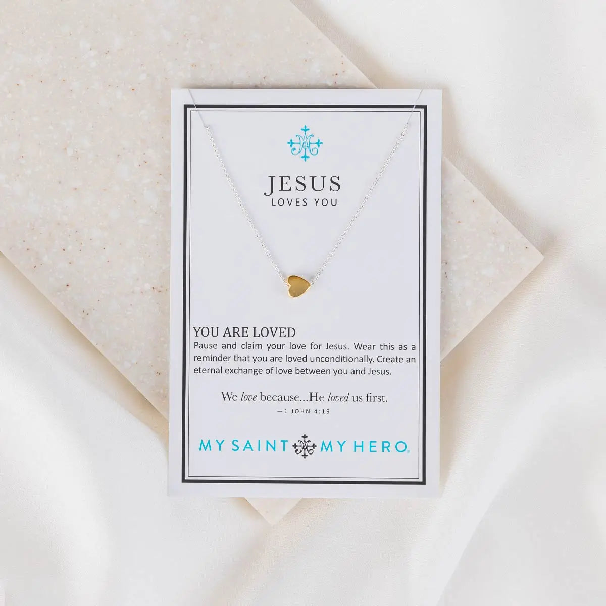 My Saint My Hero - Jesus Loves You Necklace (Gold / Silver)