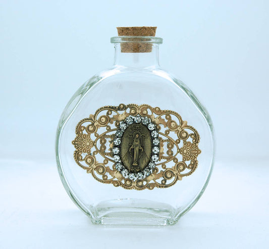 Blessed Mother w/ Clear Swarovski Crystals Holy Water Bottle