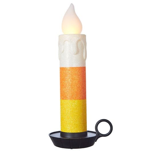 RAZ - 22.5" Battery Operated LED Lighted Glittered Candy Corn Candle Halloween