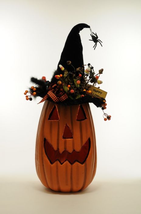Karen Didion - Lighted Tall Fiber Optic Pumpkin