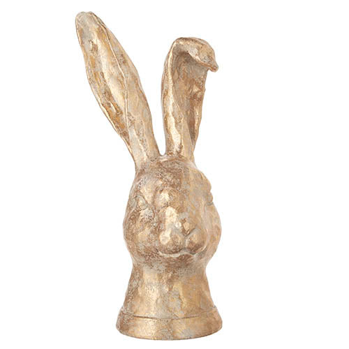 RAZ - 10.75" DISTRESSED GOLD RABBIT BUST