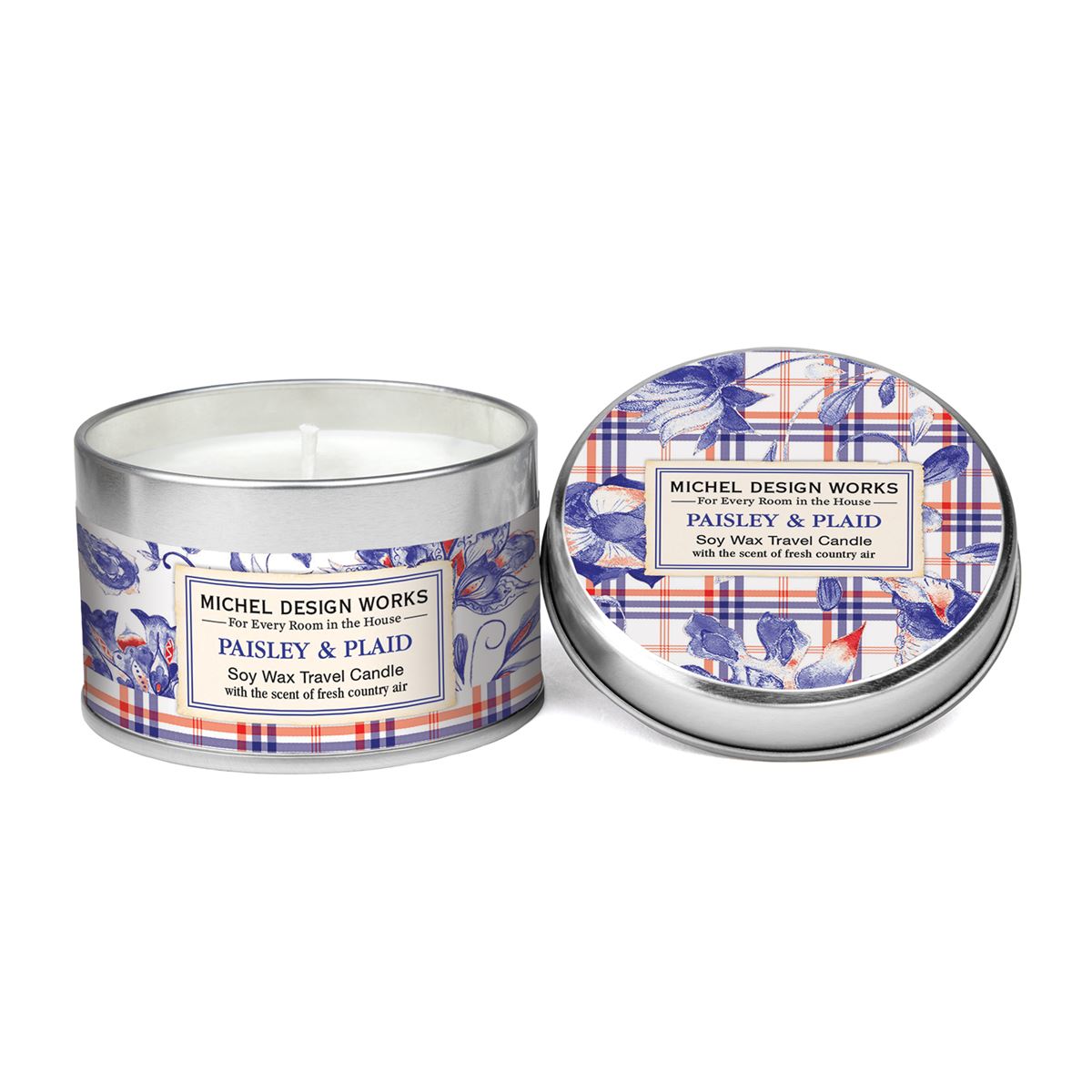 Michel Design Works - Paisley & Plaid Travel Candle