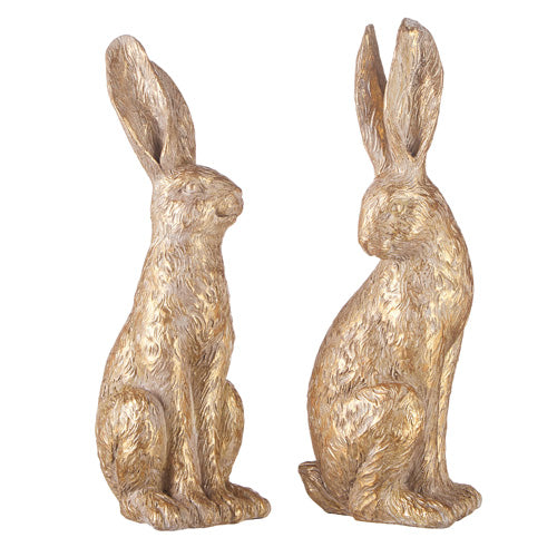 RAZ - 12.25" GOLD LEAF RABBITS Set of 2