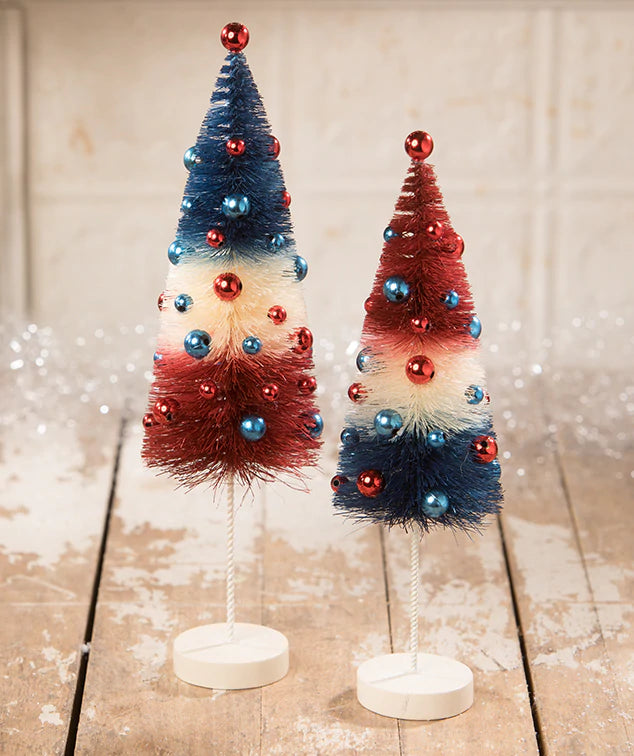 Bethany Lowe - Americana Rocket Bottle Brush Trees Set of 2