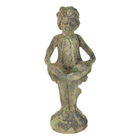 Aged Ceramic Bird Feeder Girl Moss