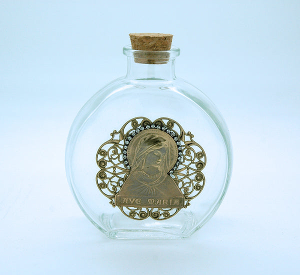 Vintage Style Holy Water Bottle, Ave Maria