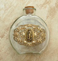 Vintage Style Holy Water Bottle, Guadalupe Medal