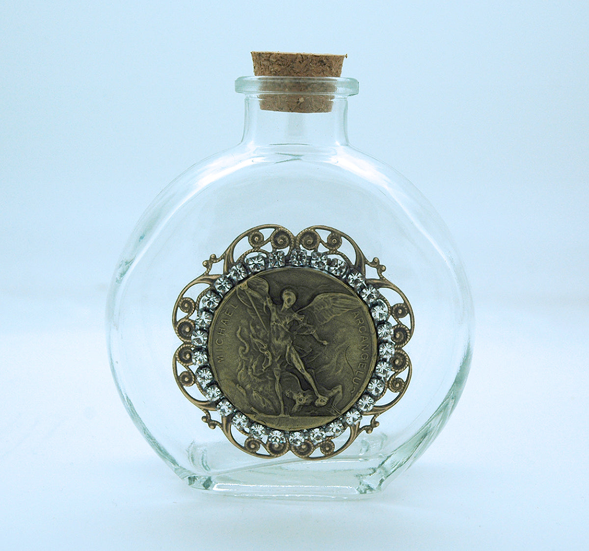 Vintage Style Holy Water Bottle, St. Michael