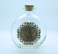 Vintage Style Holy Water Bottle, St. Michael