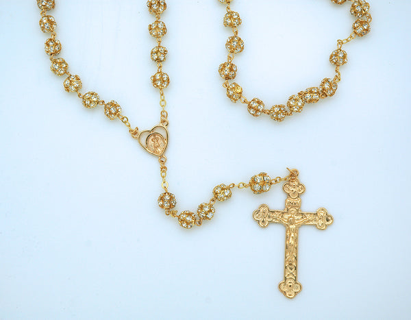Gold and Crystals Rosary from Fatima