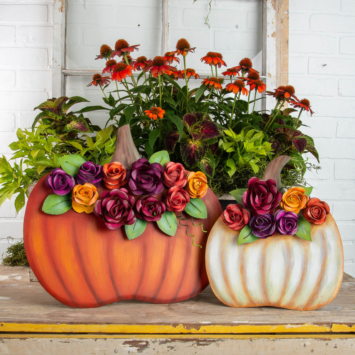 The Round Top Collection - Orange Pumpkin with Roses