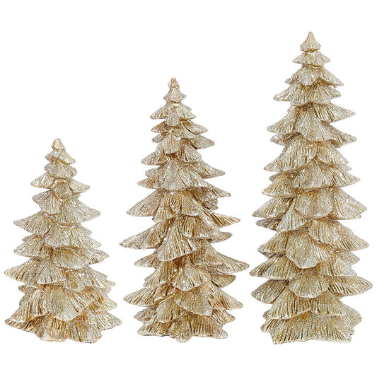 RAZ - 9.5" GOLD GLITTER TREES