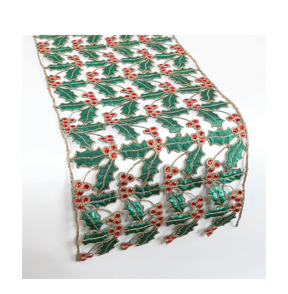 Farrisilk - Holy Lace Red and Green Table Runner