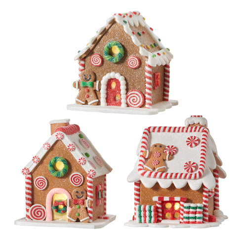 RAZ - 5.5" GINGERBREAD LIGHTED HOUSE (Three Styles)