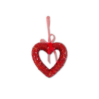 6 Inch Red Sequin Glitter Heart Ornament w/Ribbon