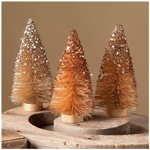 Bethany Lowe - Fall Sparkle Bottle Brush Trees Set of 3