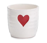 PLANTER WHITE RIBBED RED HEART