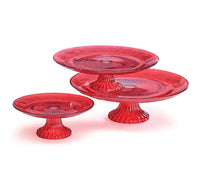 RED GLASS CAKE PLATE (Three Sizes to Choose From)