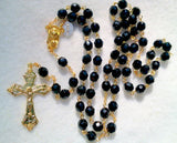 Opaque Black Crystal Rosary with 18K Gold Plated Crucifix