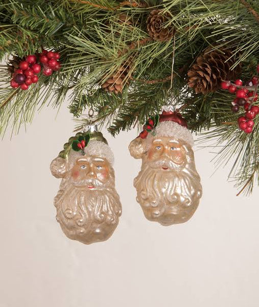 Bethany Lowe - Vintage Santa Head Ornament (Two Colors To Choose From)